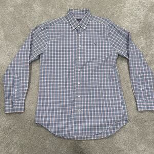 Vineyard Vines Men's Button Down Shirt Blue White‎ Red Slim Fit Whale Shirt Med